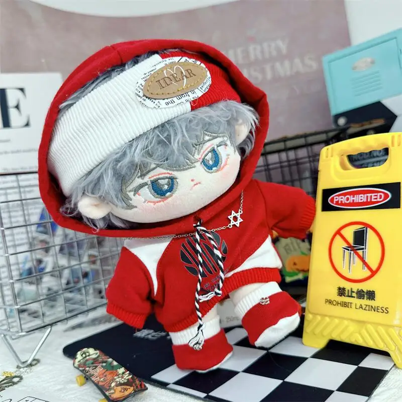 10/20cm Mini Plush Doll's Clothes Outfit Accessories for Korea Kpop EXO Idol Dolls Red sweatshirt Clothing Fans Gift Collection