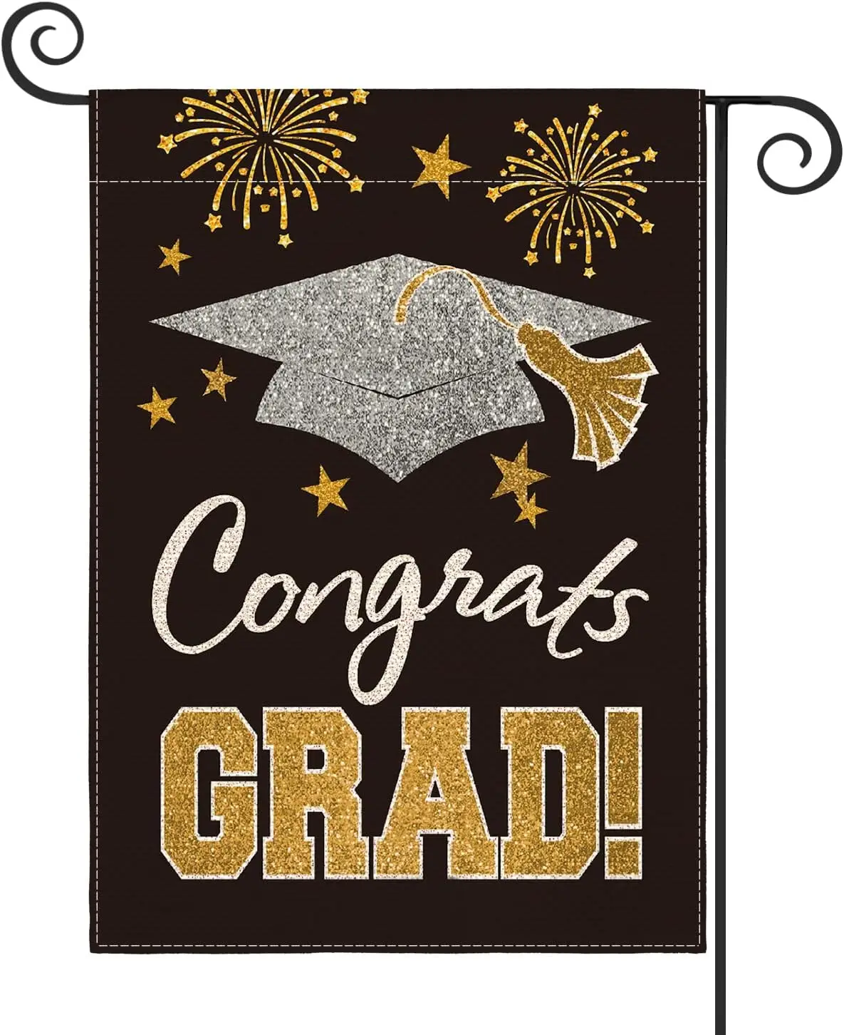 AVOIN colorlife Congrats Grad Diploma Cap Garden Flag Double Sided, Class Of 2024 Graduation Ceremony Yard Outdoor Decoration 12