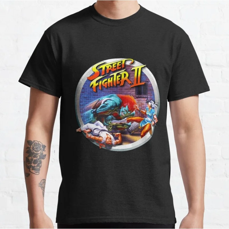 

0624 Street Fighter II Retro Combat Gift t shirt Arcade game Graphic Tee 100% cotton printed Y2K Clothes Large size Tops S-6XL