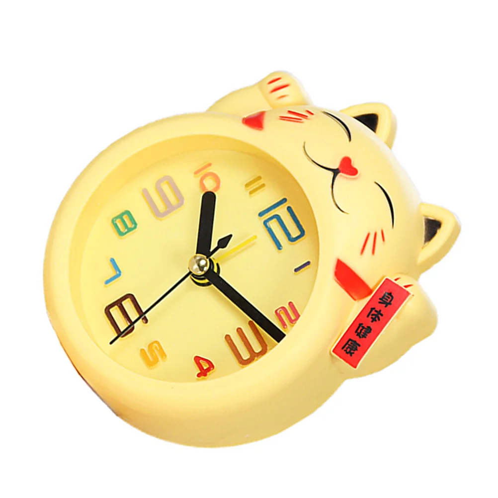 1pc Cat Alarm Clock Desk Clock Creative Cartoon Cat Shape Design Alarm (White without Random Font Style)