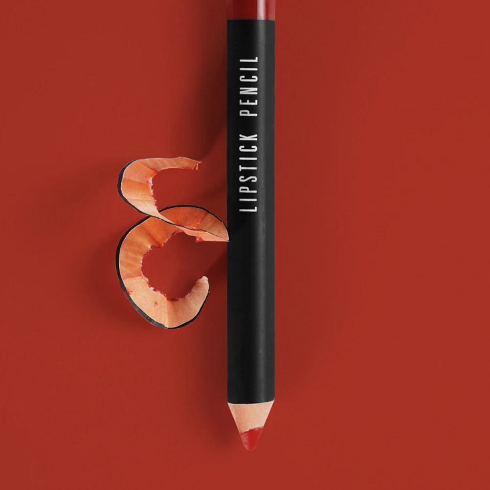 Lápis delineador labial fosco de longa duração, 2 peças, sem manchas, design de madeira para mulheres, lápis labial fosco