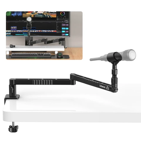 Suporte para microfone baixo de mesa Ulanzi LS26 360 °   Braço transversal super longo ajustável de 48 cm com suporte para microfone 1/4 '' 3/8 '' 5/8''