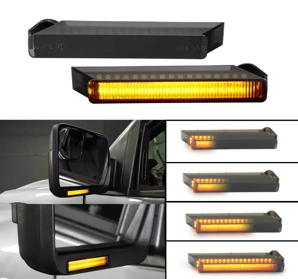2Pcs LED Under The Side Rearview Mirror Turn Signal Indicator Light For Ford F150 F-150 2004 2005 2006 2007 2008 2009 2010-2014