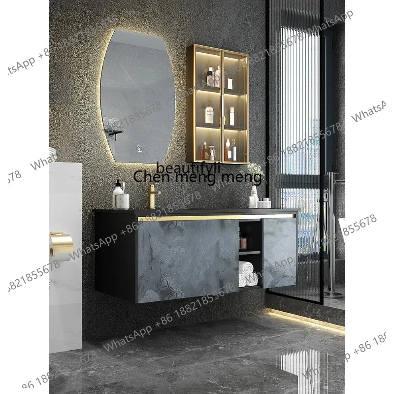 

new Zq-Light Luxury Stone Plate Bathroom Cabinet Combination, Wall-Mounted, Modern, Simple, Smart Bathroom Table, Sink Washbasin
