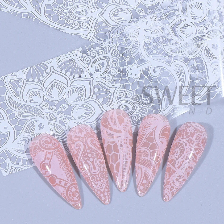 1 Pack Black White Lace Floral - đánh giá và giá Nail Art Elegant