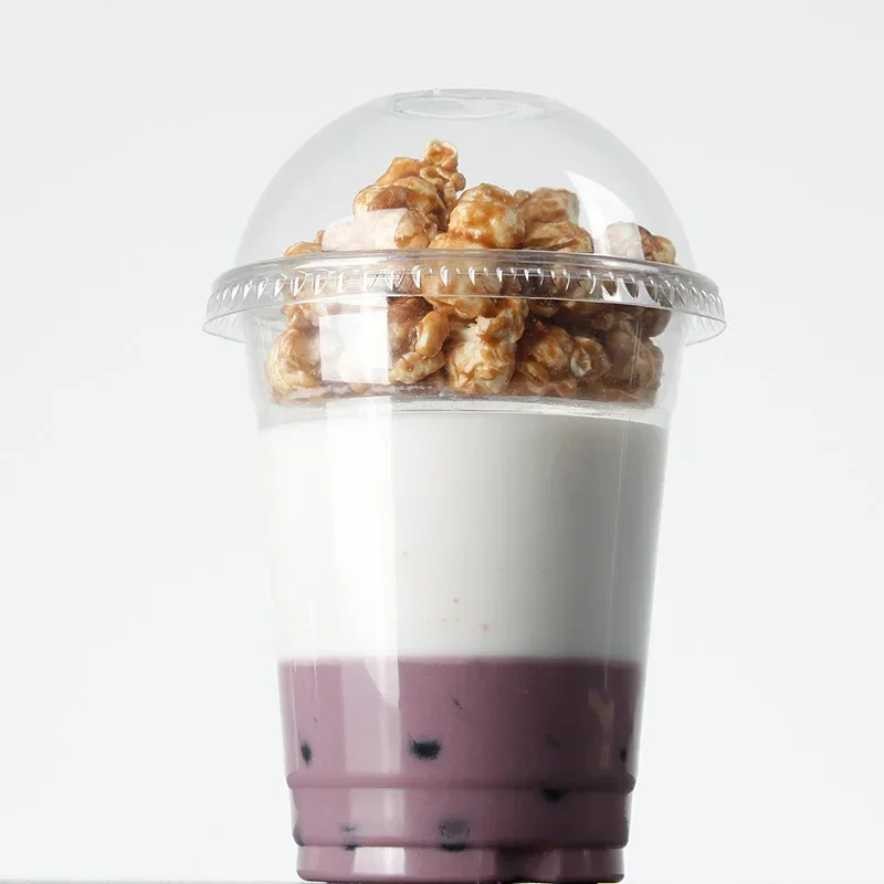 

100sets Portable Yogurt Cereal Fruit Salad Disposable Cup Picnic Breakfast Food Container with Lid for Party