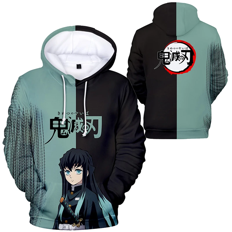 Bandai New Anime Demon Slayer Character Suit 3D Color Printing Trendy And Fashionable Fleece Hooded Sweatshirt For Men Women