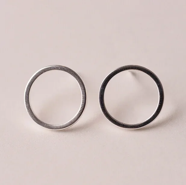 REETI 925 Sterling Silver Earrings Simple Circles Stud Earrings For Women Sterling Silver Jewelry Pendientes Mujer