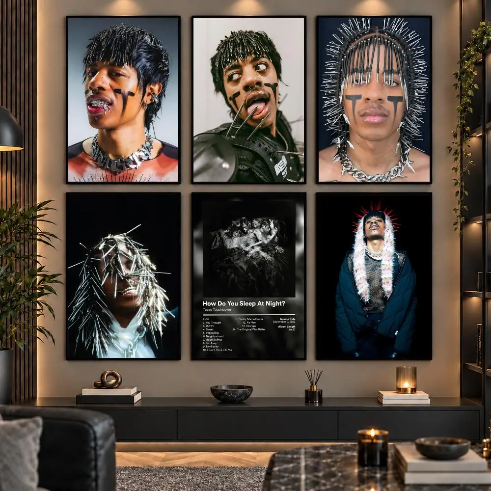 Music Artist T-Teezo T-Touchdown Painting Calligraphy Canvas Poster Wall Art Prints for Living Room Bedroom Home Decor Gift