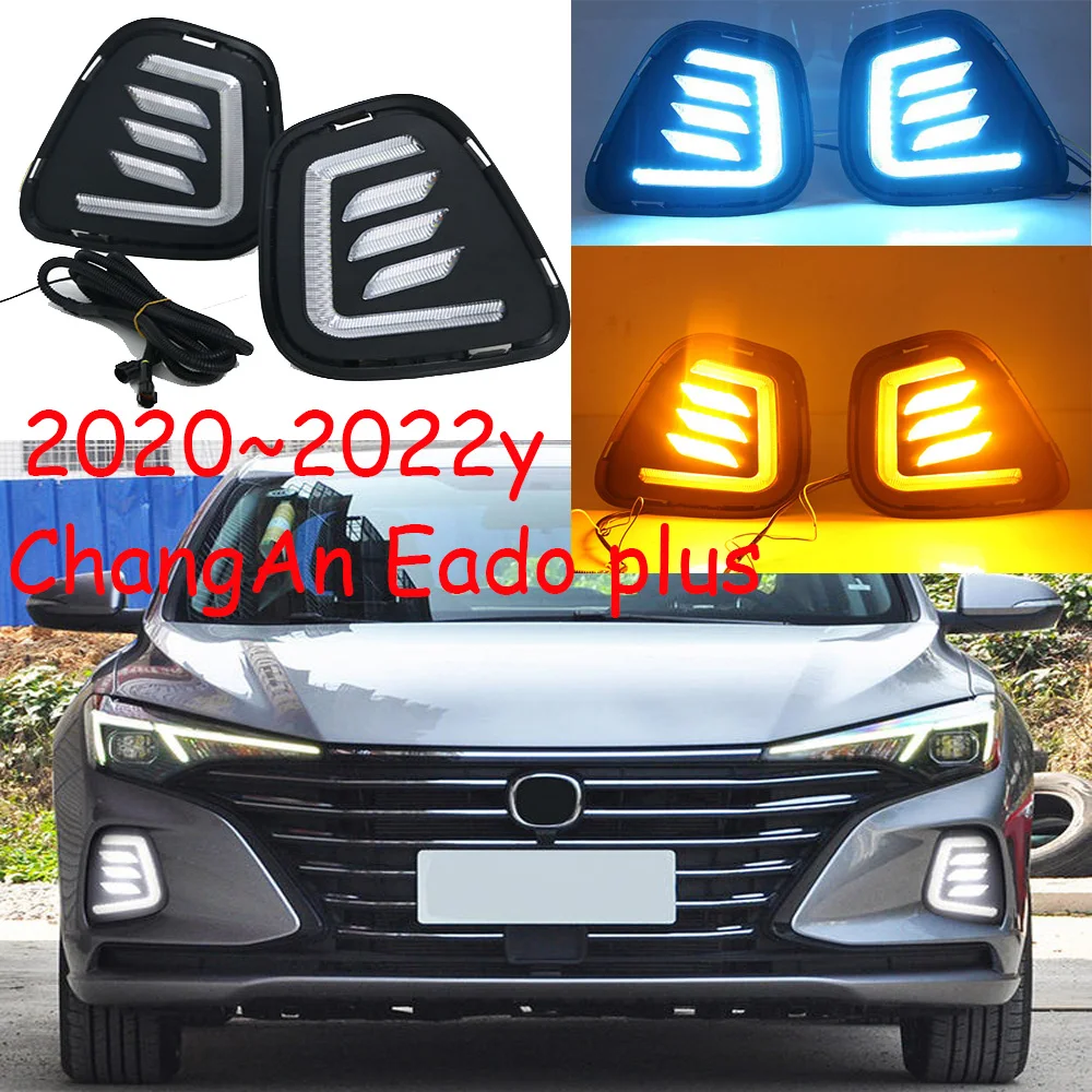 

Автомобильный бампер, фара для ChangAn Eado Plus, дневная фара 2020 ~ 2022y, DRL, автомобильные аксессуары, светодиодная фара для ChangAn Eado, противотуманная фара