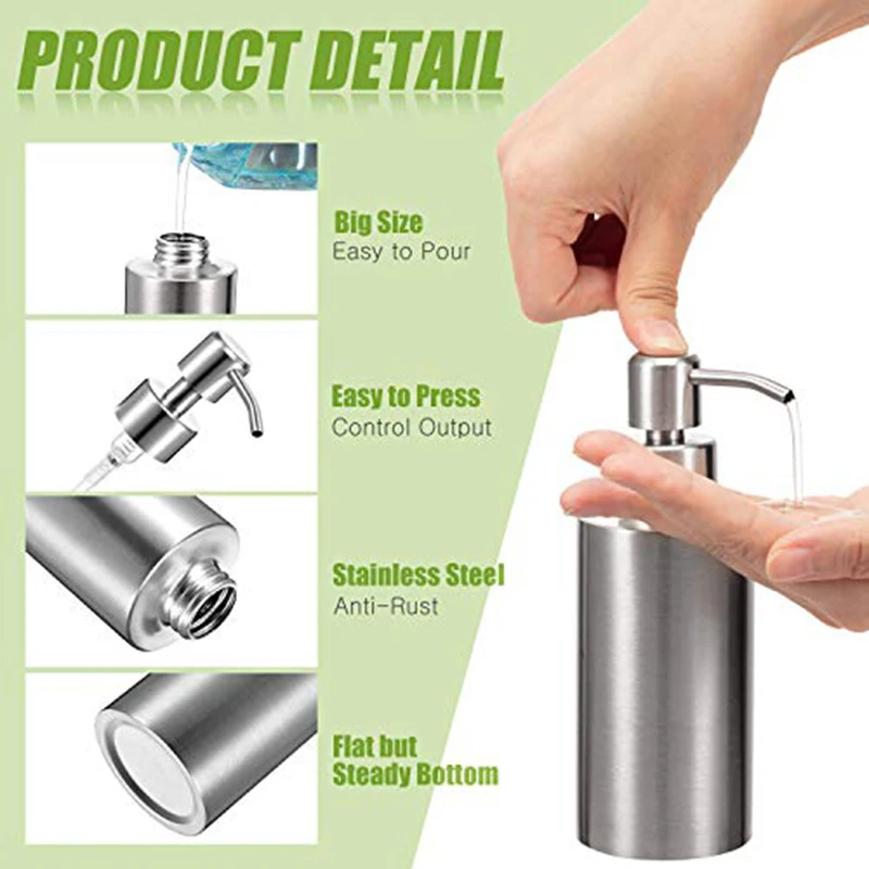 Stainless Steel Soap Dispenser Hand Sanitizer In Emulsion Bottle Bathroom Fixture Bathroom Hardware 250/350/550ml