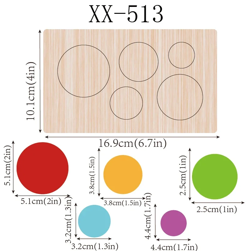 

SIZZIXDIES 5 size circles Hairpin Clips Bows Wooden Cutting Dies for Scrapbooking Compatible with Various Machines Multi-Sized