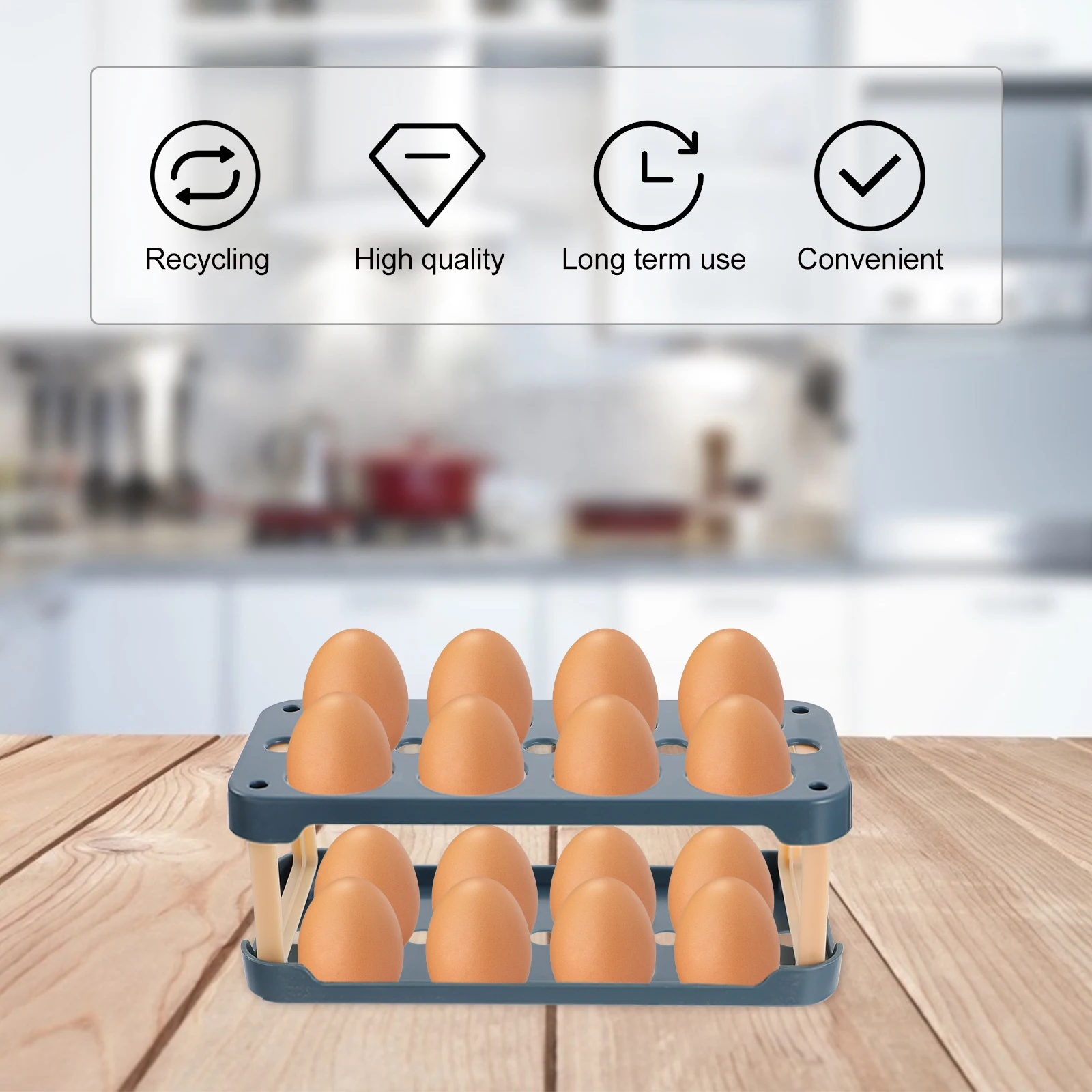 

Egg Fridge Organizer Carton Refrigerator Container Trays Blue Plastic Storage Case