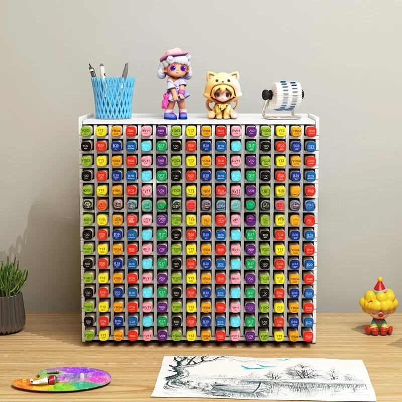 

Children's Marker Pen Storage Box Desktop Painting Brush Organizer Multifunctional Pen Holder Rack for Kindergarten Material