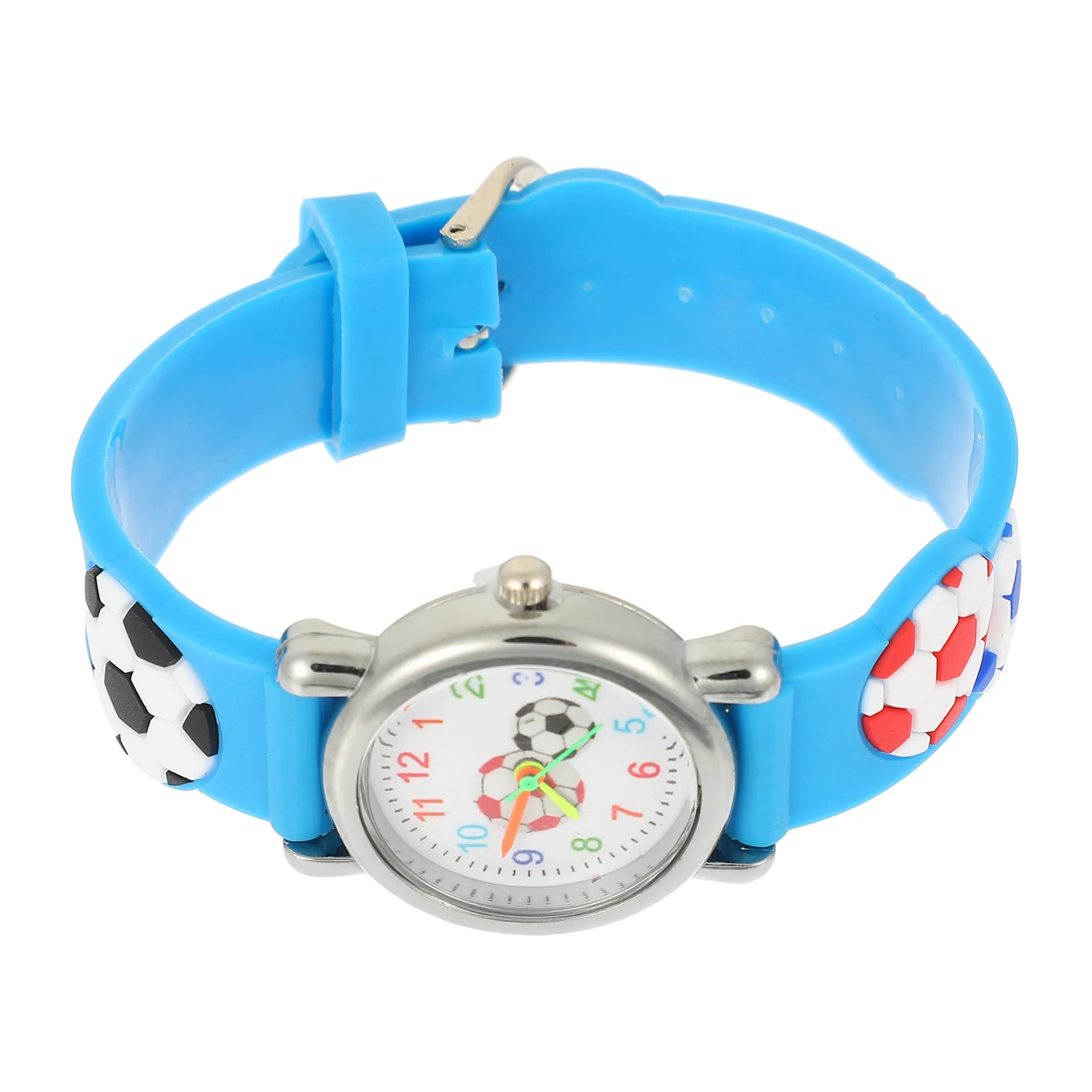 Football Pattern Kids Watch Stainless Steel Plastic Soccer Ball Wrist Time Learning Durable Design Childrens Cartoon