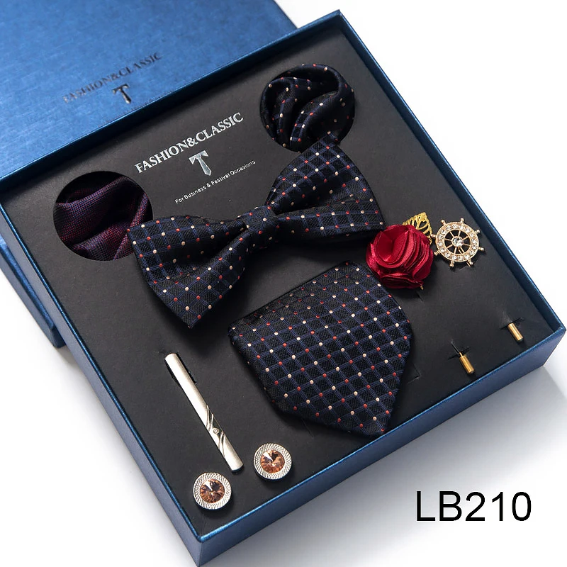 Hochwertiges Krawatten-Set, luxuriöse Geschenkbox, Seidenkrawatten-Set, 8 cm, festliches Geschenk, Krawatte, Einstecktücher, blaues Weihnachtsgeschenk – Detail 11