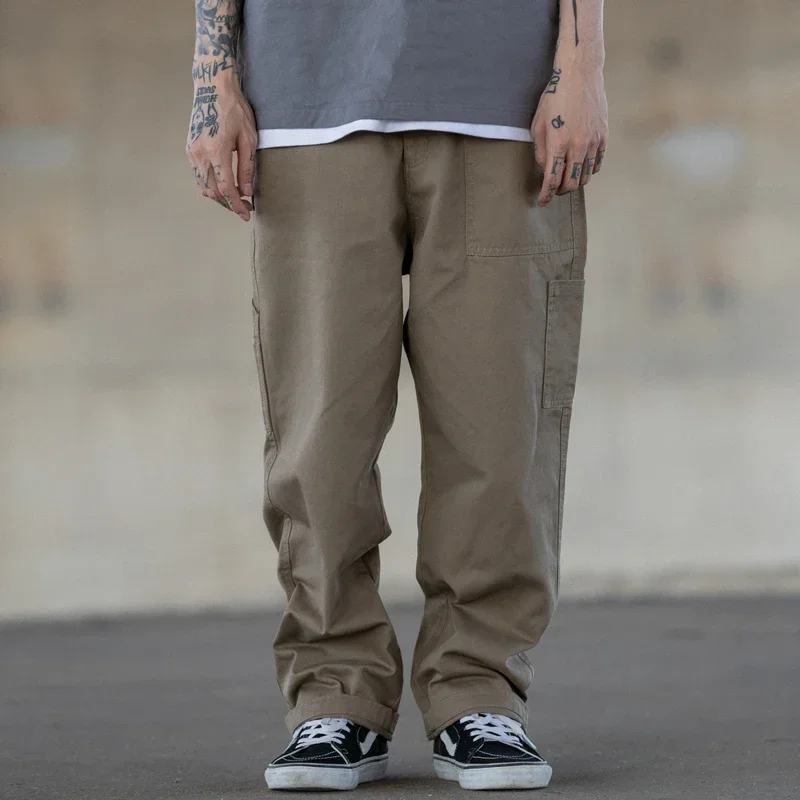 Multi-pocket Cargo Pants Men Streetwear Loose Straight Casual Baggy Pant Mens Wide Leg Canvas Trousers Work Trouser