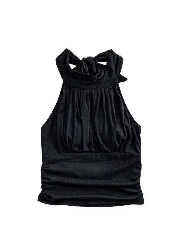 Gilet sexy dolce piccante con cinturino da donna Autunno Inverno Top lavorato a maglia con imbottitura sul petto Capispalla a pieghe dimagrante per donna