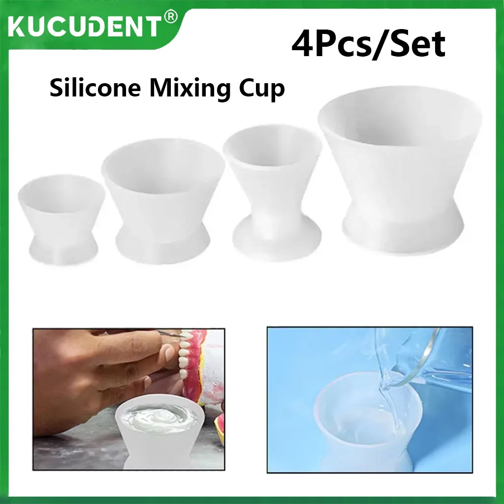 4Pcs/Pack Dental Silicone Mixing Cup Flexible Self-setting Mixing Bowls Autoclavable Teeth Whitening Tools Dentistry Materials