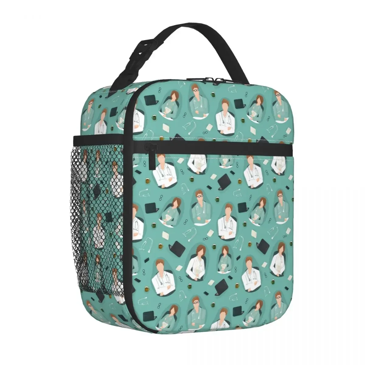 Doctors Medical Pattern Insulated Lunch Bag Large Lunch Container Cooler Bag Tote Lunch Box Beach Travel Men Women