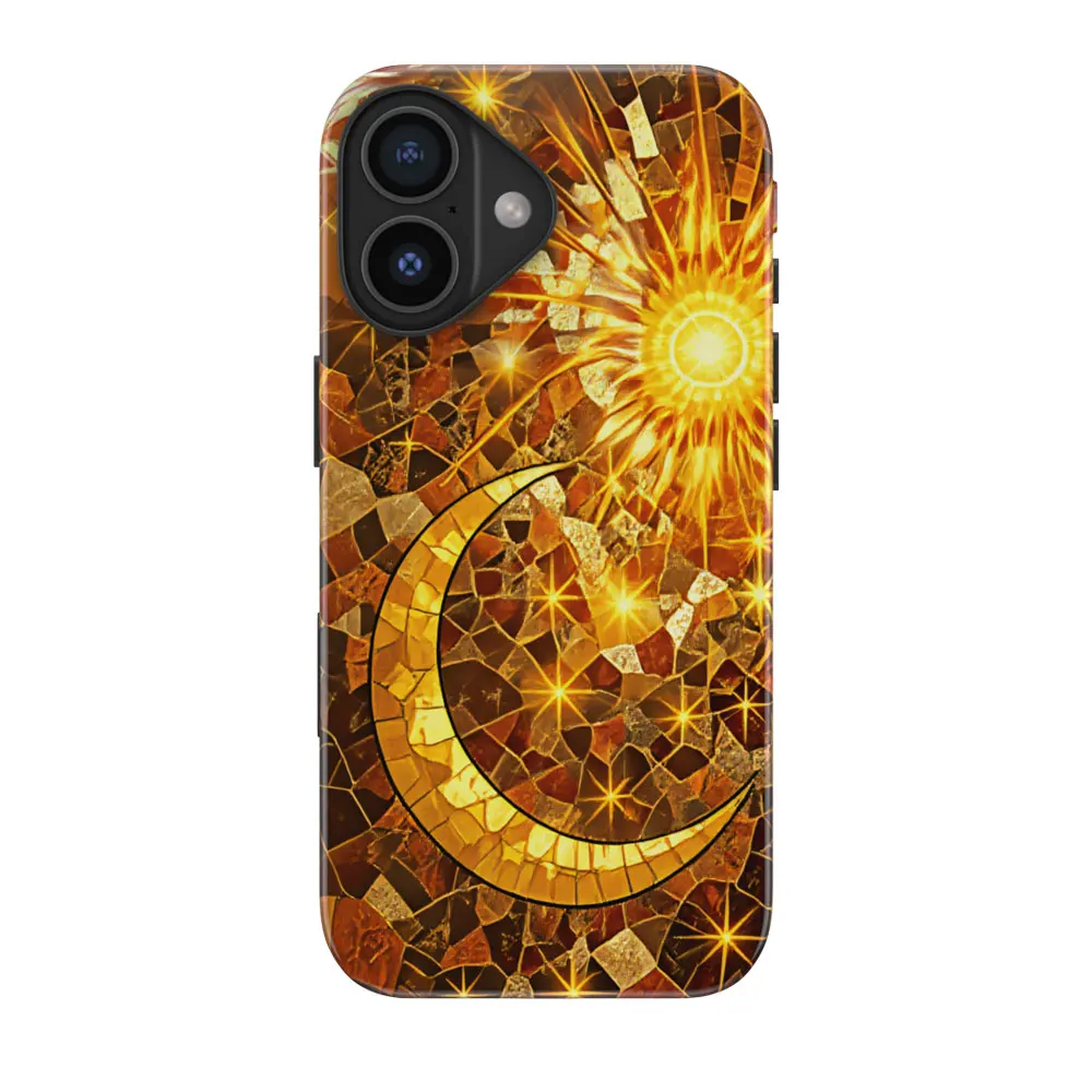 

Yellow Sun and Moon Magnetic Phone Case for IPhone 17 16 15 14 13 12 11 Pro Max Plus Hard Acrylic Shockproof Cover