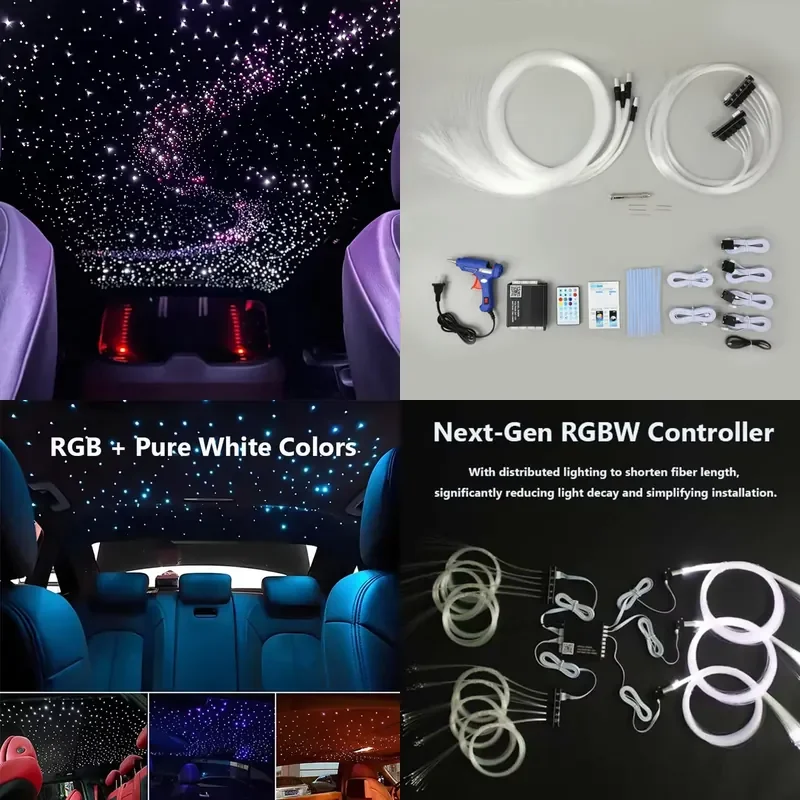 

【CHIMU HOME】 Premium Roof Star Light Kit for Car Interior Decoration with APP Remote Control RGBW Glow Fiber Optic Starlight