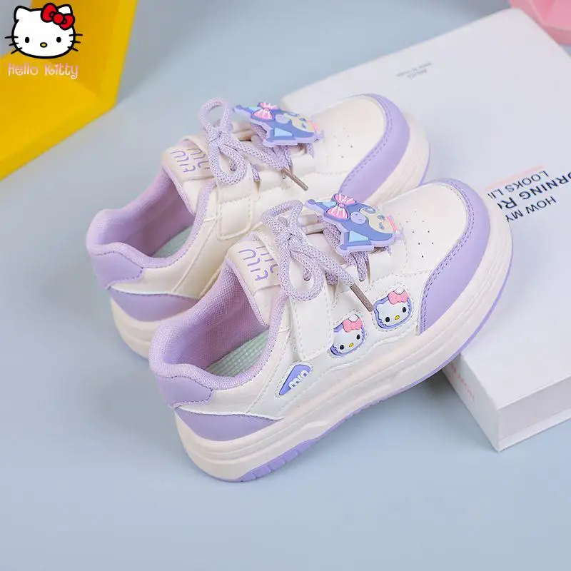 

Кроссовки Hello Kitty для девочек, весенне-осенние новые кавайные детские кроссовки Kuromi с мягкой подошвой Sanrio Forrest Gump Shoes