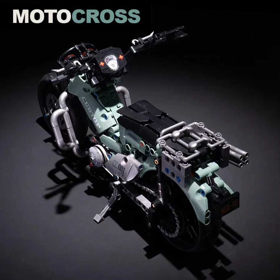 Tijolos técnicos de cubo de moto, 628 peças, blocos de construção, brinquedos para meninos, presentes clássicos de construção de motocicleta para adultos, namorado