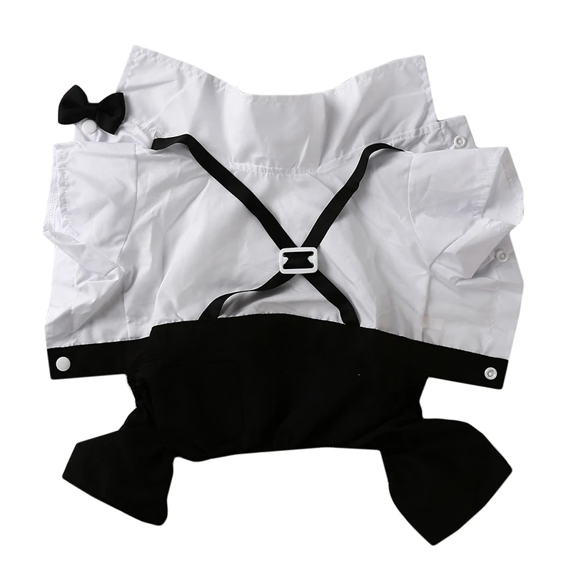 Pet Dog Cat Clothes Prince Tuxedo Bow Tie Suit Chihuahua Coat Handsome Pets Dog Suit Wedding Dress Jumpsuit Coat S-XXL