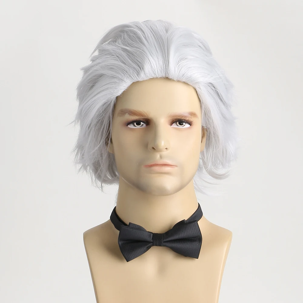 Men\'s Wig Versatile Comic Cos Fake Hair Silver White Short Hair Men Party For Carnivals Short White Synthetic Wig Cosplay Wigs