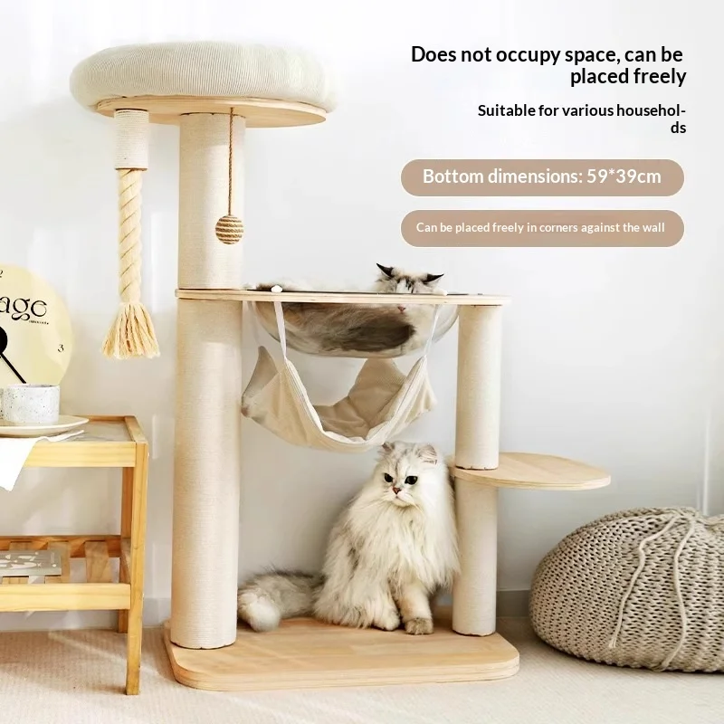 Árbol para gatos compacto con rascador, cama, hamaca y salto - imagen 2