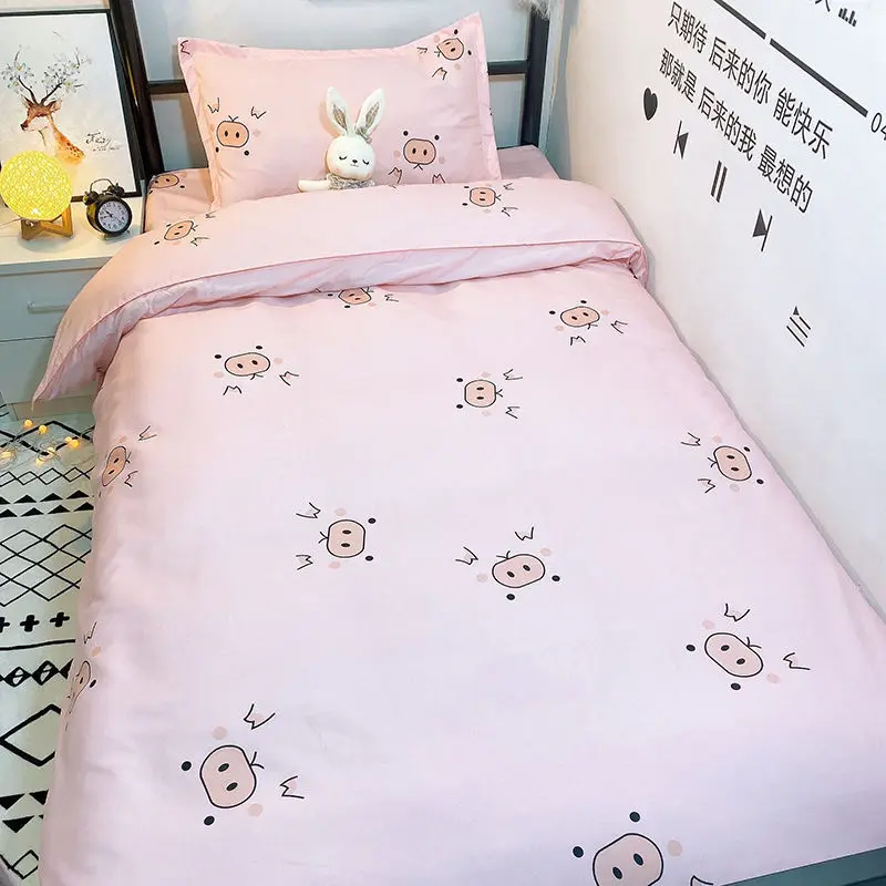 Sanrio Hello Kitty Cotton Bedding Set Cute Double Flat Sheet Duvet Cover Pillowcase Bed Linens Girl Dorm Bedclothes Home Textile