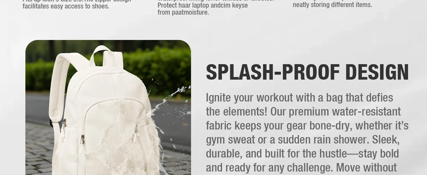 Fitness-Rucksack für Damen, Wasserdichter Sportrucksack mit Schuhfach Lässiger Reiserucksack Trainingstasche für Schwimmen Volleyball – Detail 3