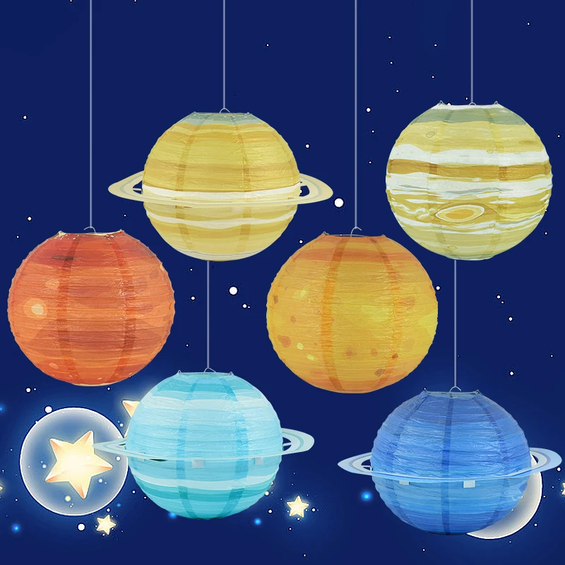 

Eight Planets Foldable Paper Ball Space Theme Lanterns for Happy Birthday Party Decoration Hanging Galaxy Lantern Kids Boy Favor