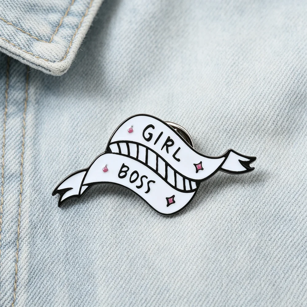 Girl Boss Banner Pin Sentence Streamer Badge Couple Pins Creative Clothes Enamel Lapel Icon Brooch Unisex Jewelry Dropshipping
