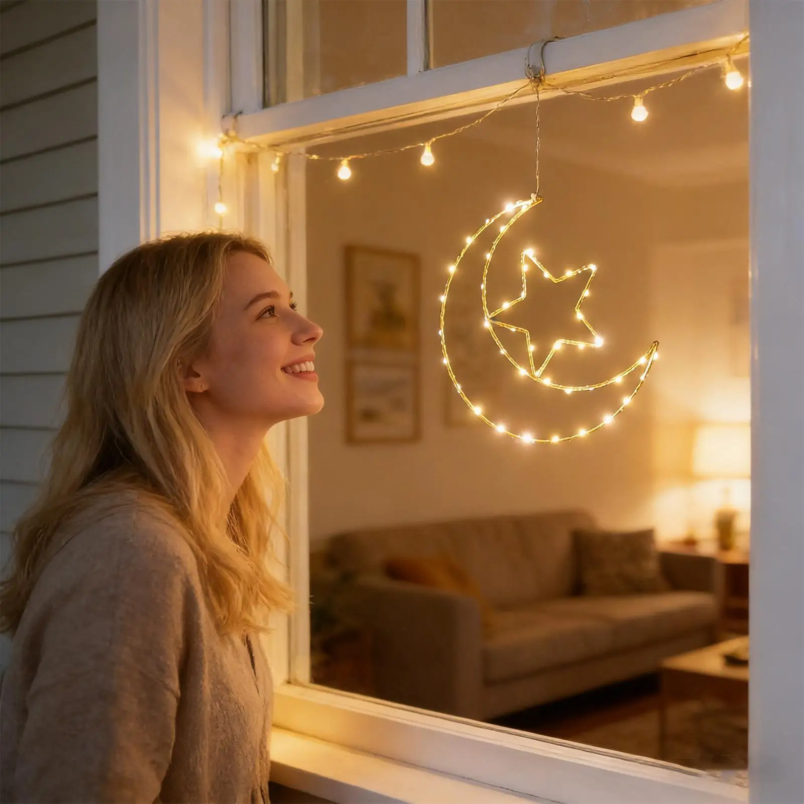 

Светодиодные гирлянды Star Lights на батарейках, лунные светильники, праздничные светодиодные гирлянды для дома и улицы, для гостиной, спальни, двери, окна, стены