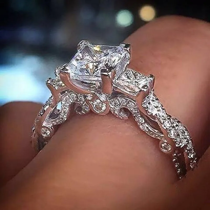 Vintage Court Promise ring 925 Sterling silver Diamond statement Party Wedding Band Rings for women Birdal Fashion Jewelry Gift