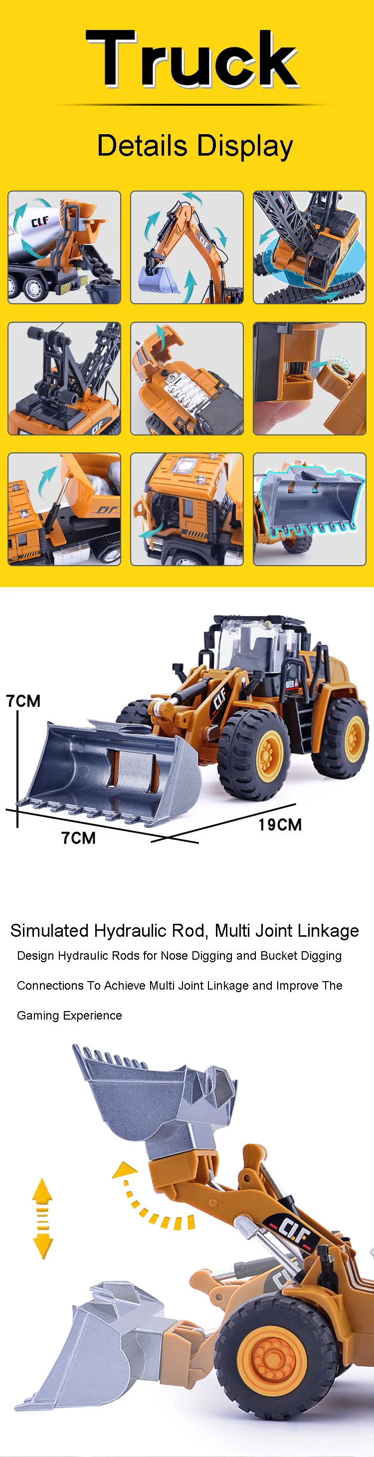 1:50 Modell Spielzeug Legierung Engineering Fahrzeuge Metall Druckguss Gummireifen Aushub maschinen Schnees chaufel LKWs für Jungen Geschenke – Detail 2
