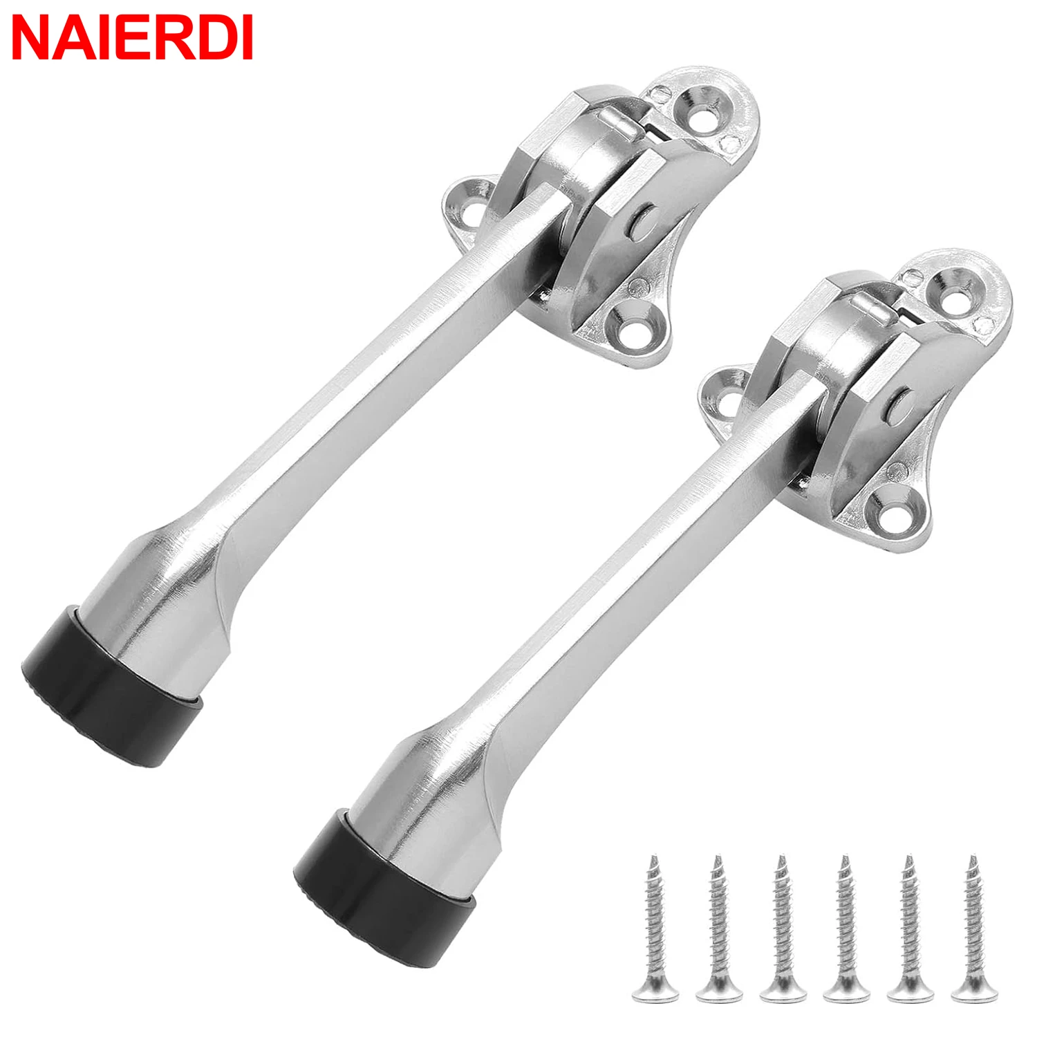 

NAIERDI 2 Pack Kickdown Door Stop, Commercial Heavy Duty Door Stopper with Non-Slip Rubber,Zinc Alloy Door Holder Door Hardware