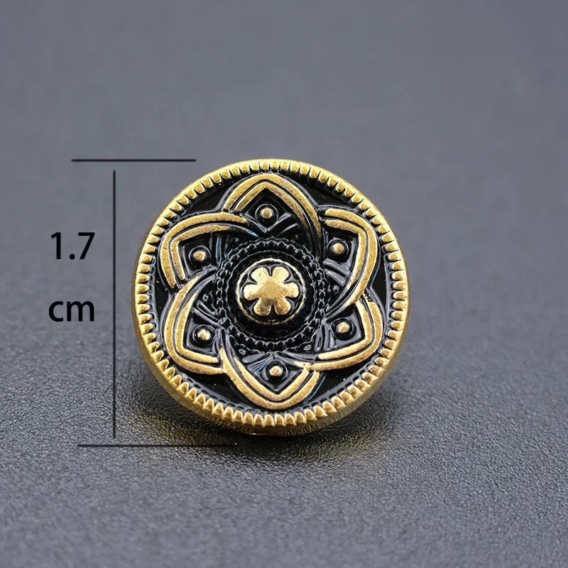 17mm Vintage Round Six Stars Button DIY Handmade Alloy Screw Buckle Bag Clothing Belt Leathercraft Decorative Buckle