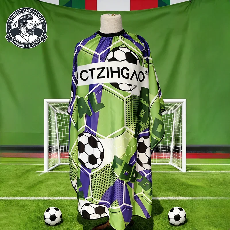 2026 Herren-Fußball-Themen-Friseurumhang, Haarschneideumhang, Fußball-Print-Salonumhang für Haarschnitt & Rasur, Professionelles Friseurkleidungsstück