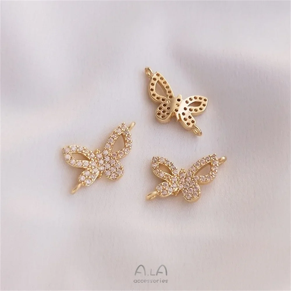 

14K Gold-plated Zircon Butterfly Double Pendant Accessories Handmade DIY Bracelets Earrings Necklaces Jewelry Accessories K233