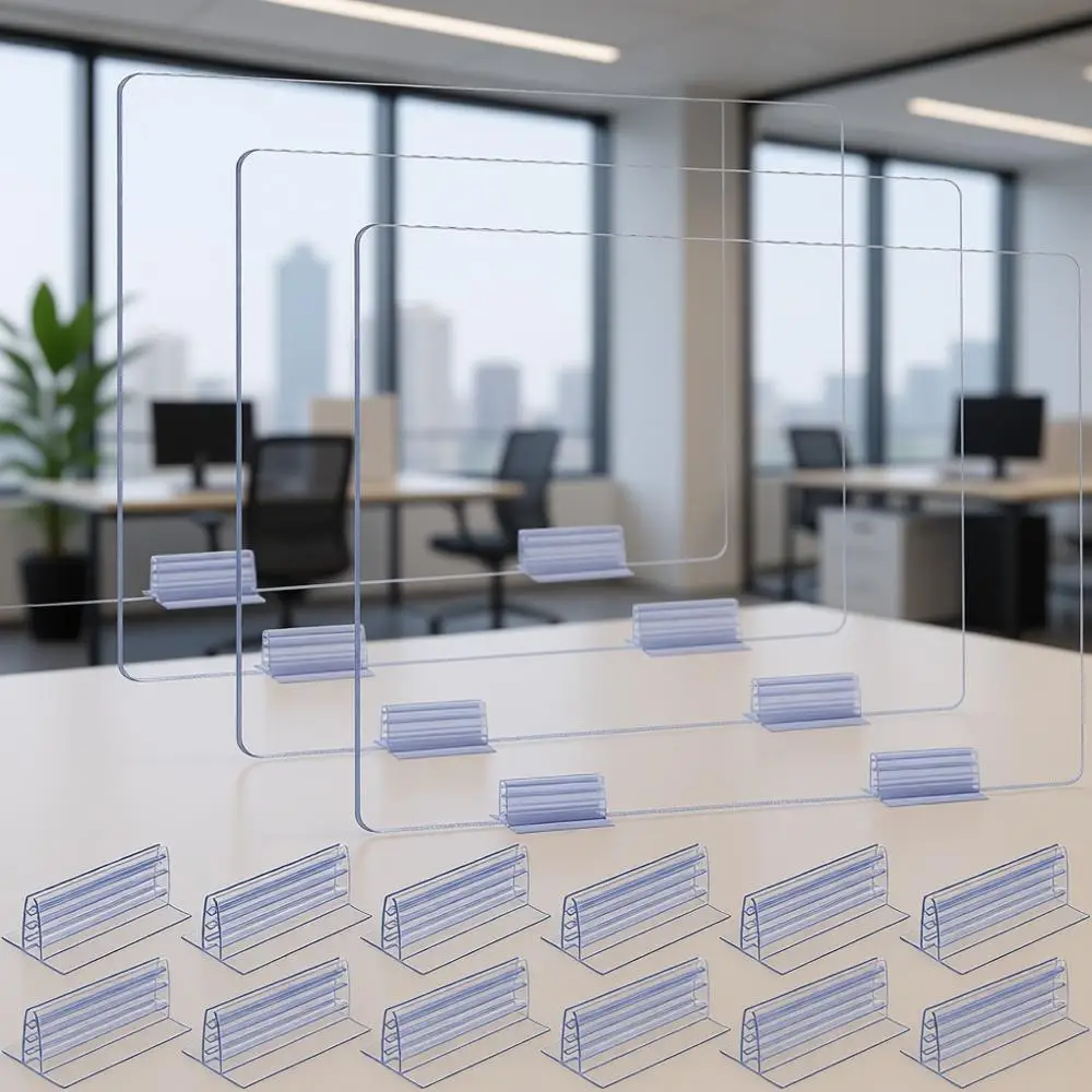

12-Piece Acrylic Desk Panel Holder and 4-Piece Desk Divider, 24x16 Inches, for Home, Office, School