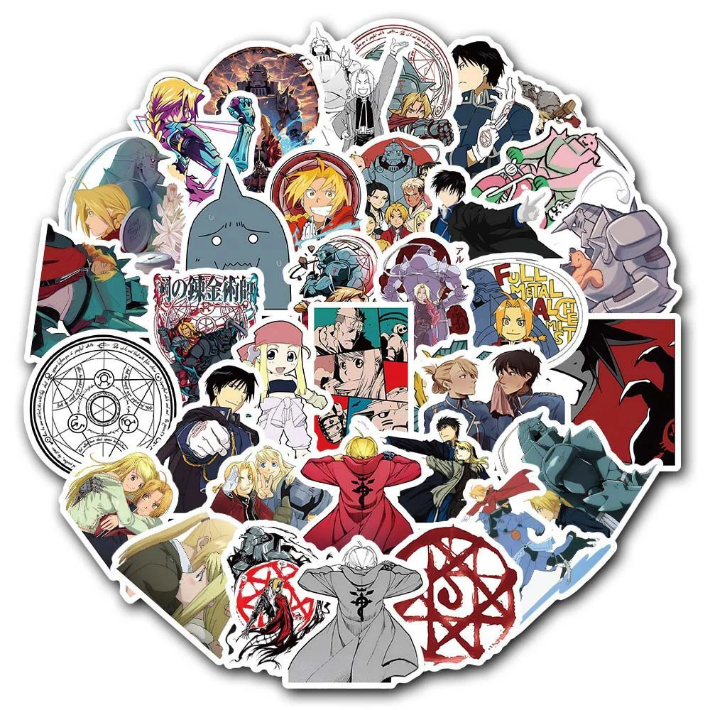 10/30/59/99 Stück Edward Fullmetal Alchemist Aufkleber Elric Alphonse Anime Sticker Skateboard Laptop Handy Winry Rockbell Aufkleber – Detail 3