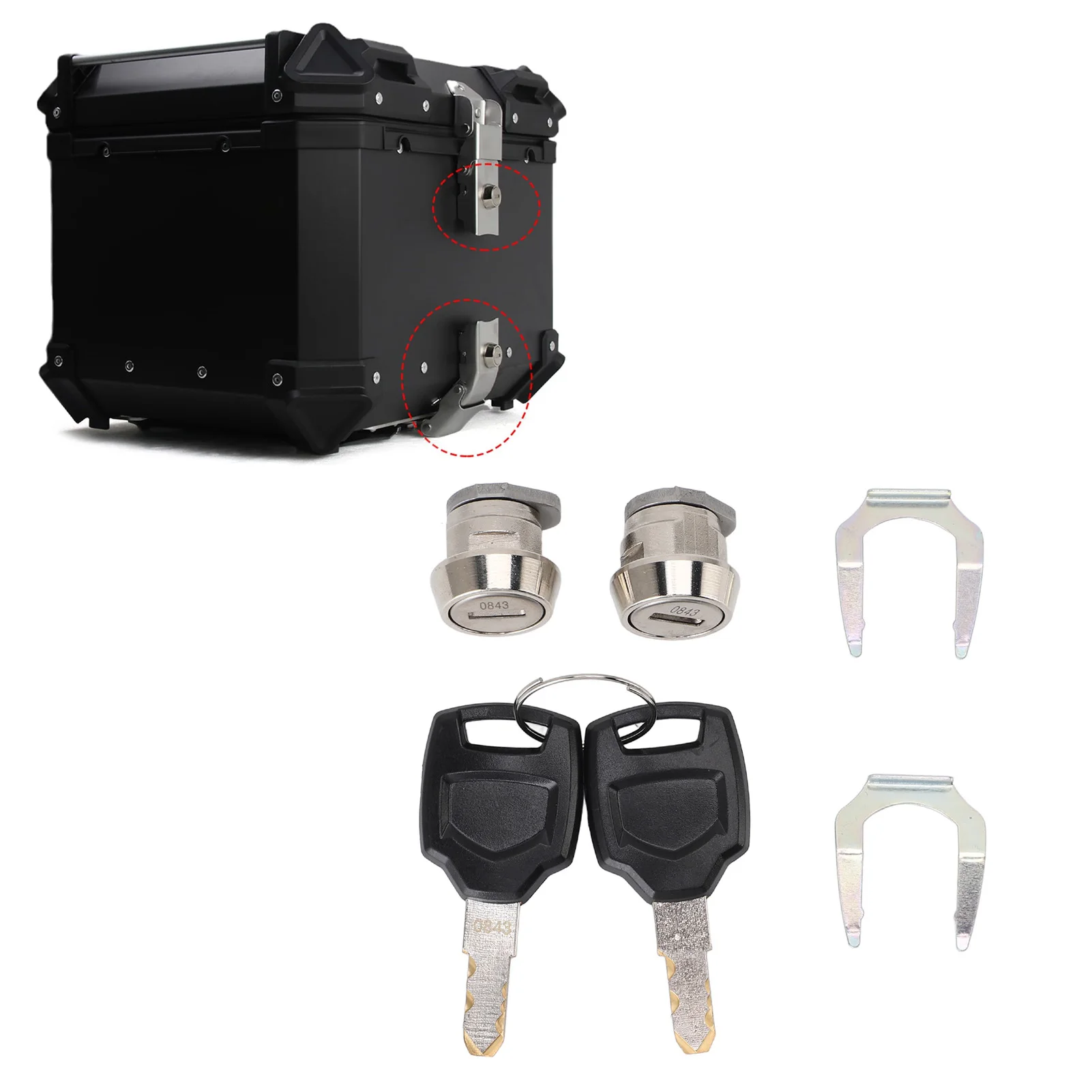 Motorcycle Top Box Lock Cylinder Core Plug and Keys for 25L 32L 36L 40L 45L 50L 55L 60L 65L 80L 85L 100L Top Case