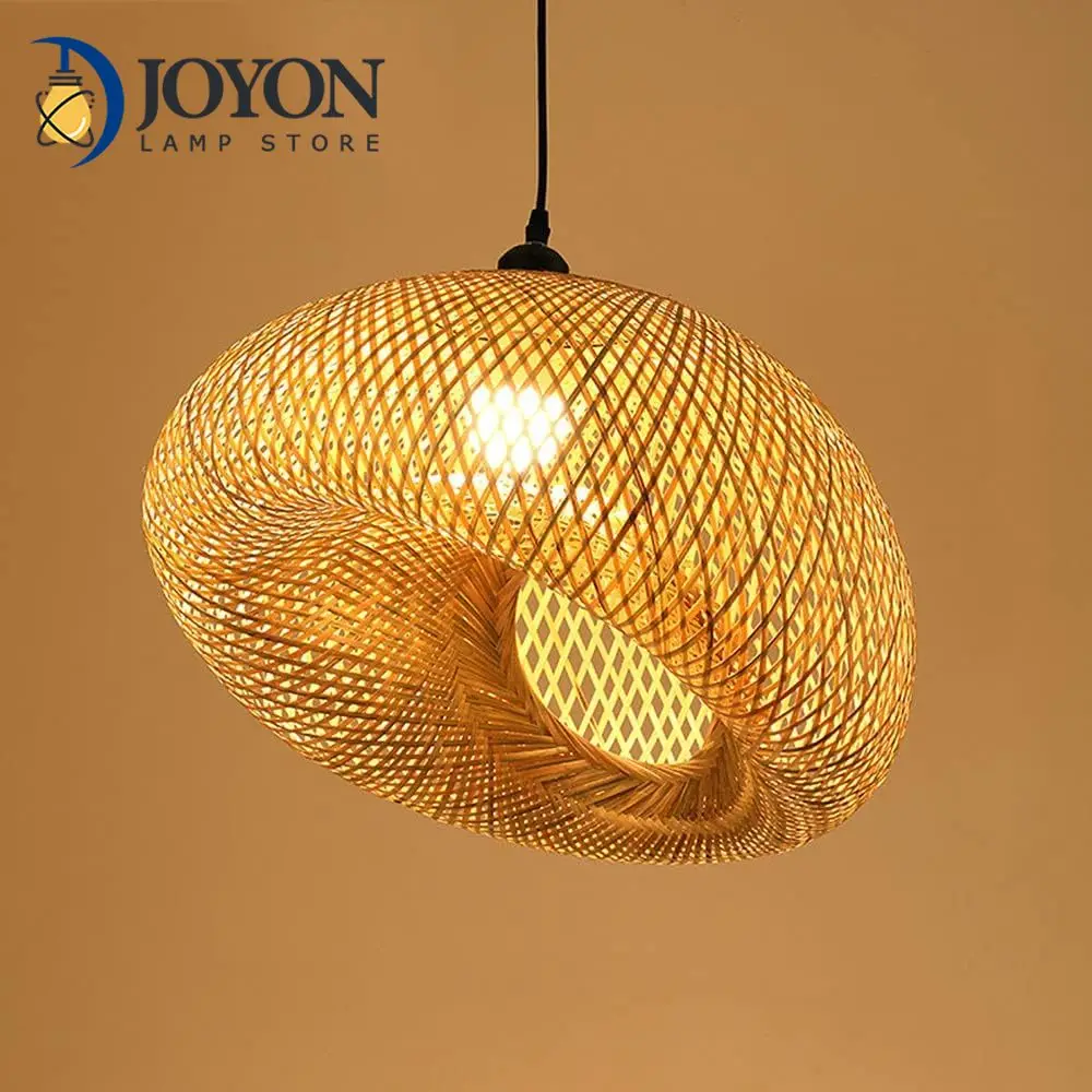

Handmade Bamboo Weaving Pendant Light Boho Ceiling Hanging Light Fixture LED Chandelier Pendant Lamp for Dining Room Home Decor