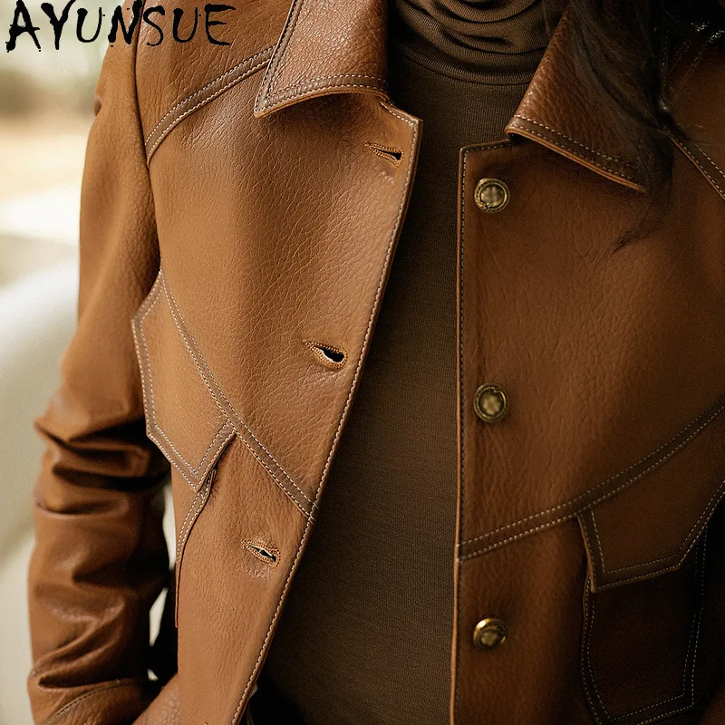 AYUNSUE veste en cuir véritable pour femme 2025 manteaux en peau de mouton pour femmes vestes de moto printemps automne vêtements nouveau dans les vêtements d'extérieur