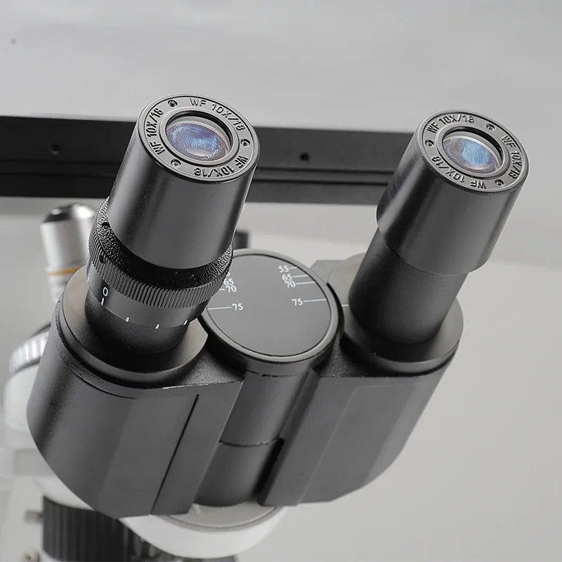 Microscópio metalográfico, material metálico industrial de três olhos invertido
