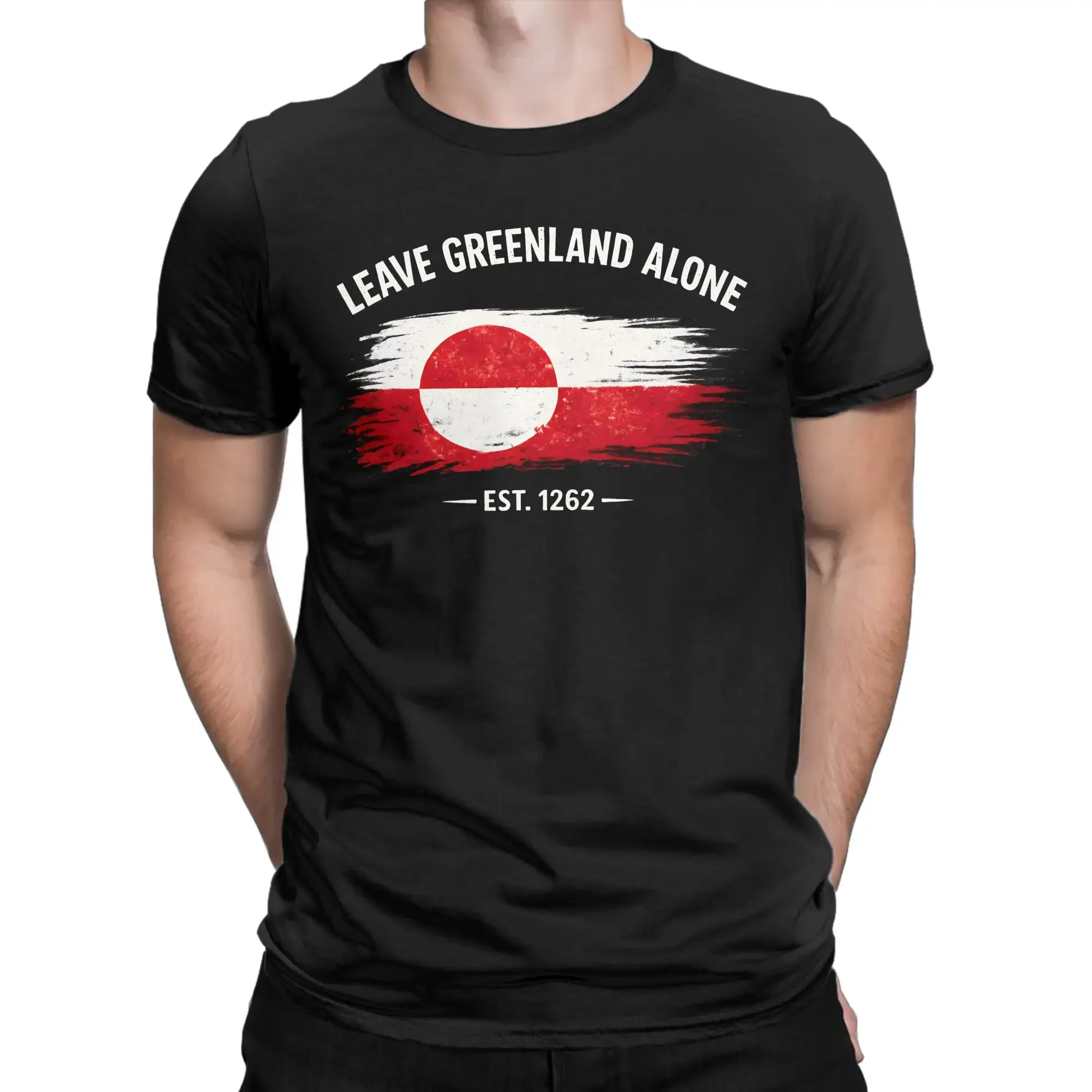 Leave Greenland Alone T-Shirts for Men  Novelty Cotton Tees Crewneck Short Sleeve T Shirts Summer Tops