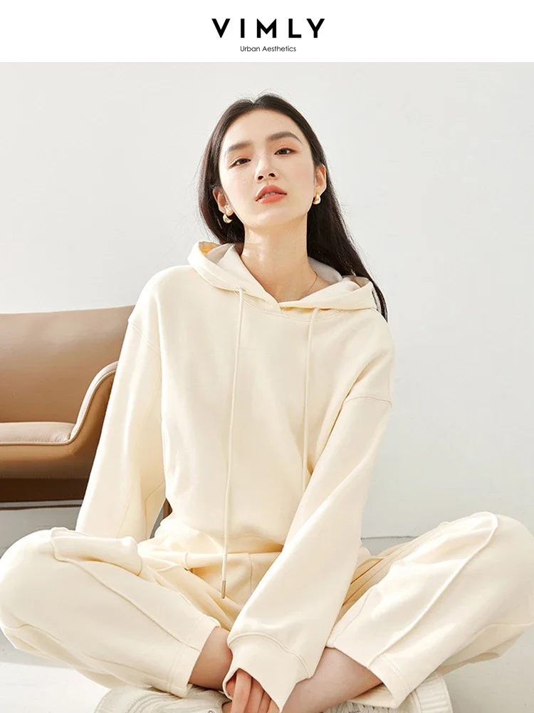 

VIMLY Women's Sports Pant Suits Hooded Draw String Sweatshirt Long Pants 2025 Winter New Casual Female Clothes Outfits M3915